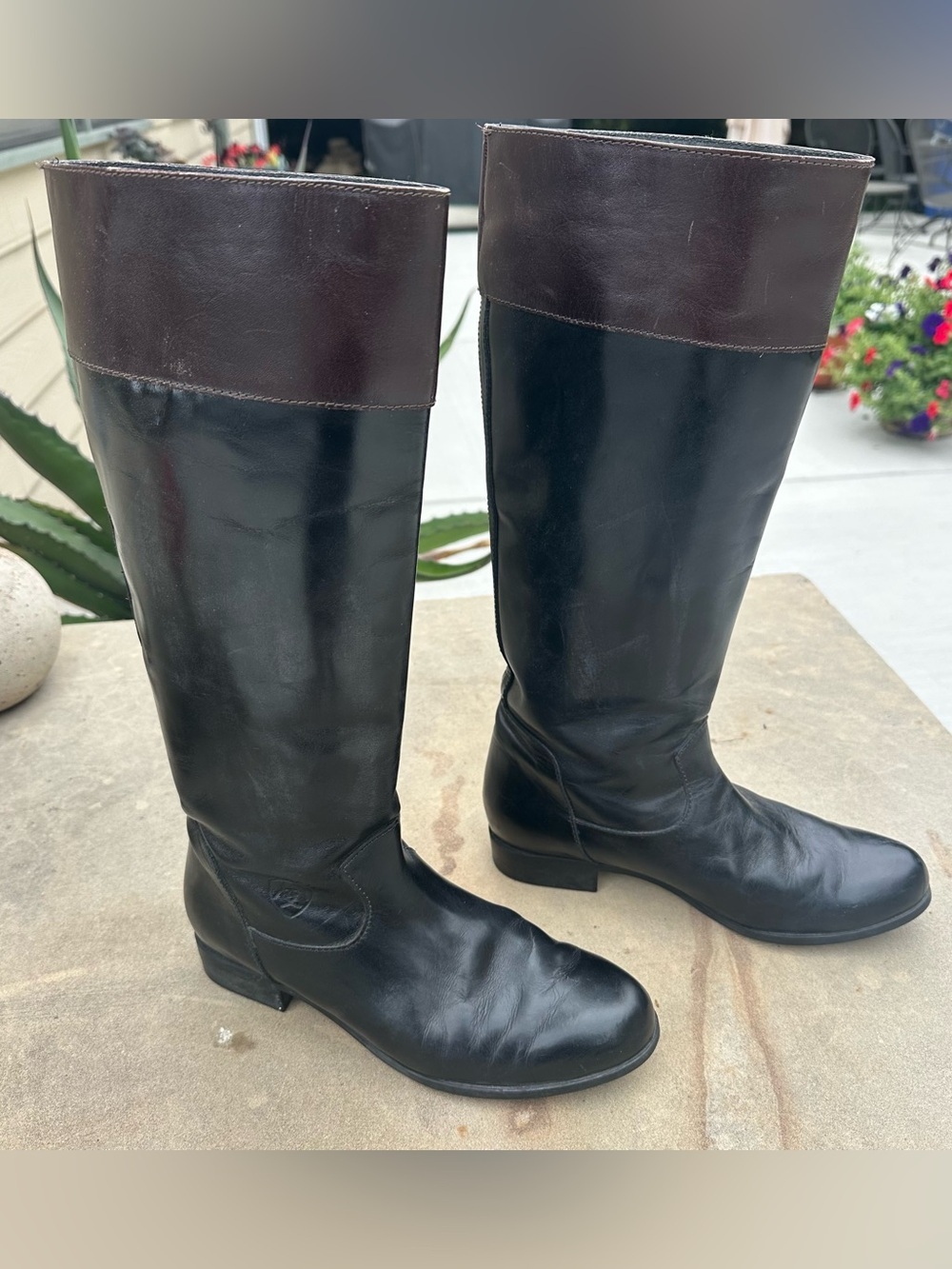 Ariat Black Brown Tall Leather Riding Boots Women's 9M 92001 92067 Equestrian